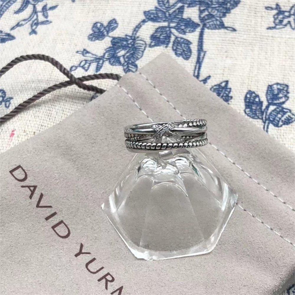 David Yurman 925 Sterling Silver Diamond X Cross Ring
